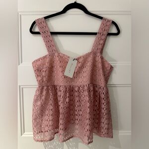 Small Revolve Line & Dot Dusty Rose Lace Sleeveless Top Cami NWT